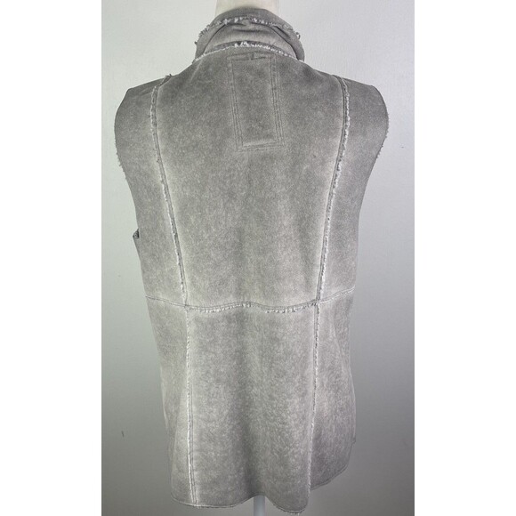 Johnny Was Pete Greta Vest Full Zip Faux Suede Sherpa Fur Gray M Pockets Western - Picture 9 of 14
